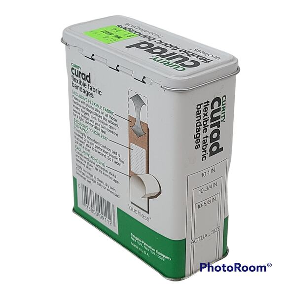 Curity Curad flexible fabric bandages metal tin, EUC - Picture 3 of 3